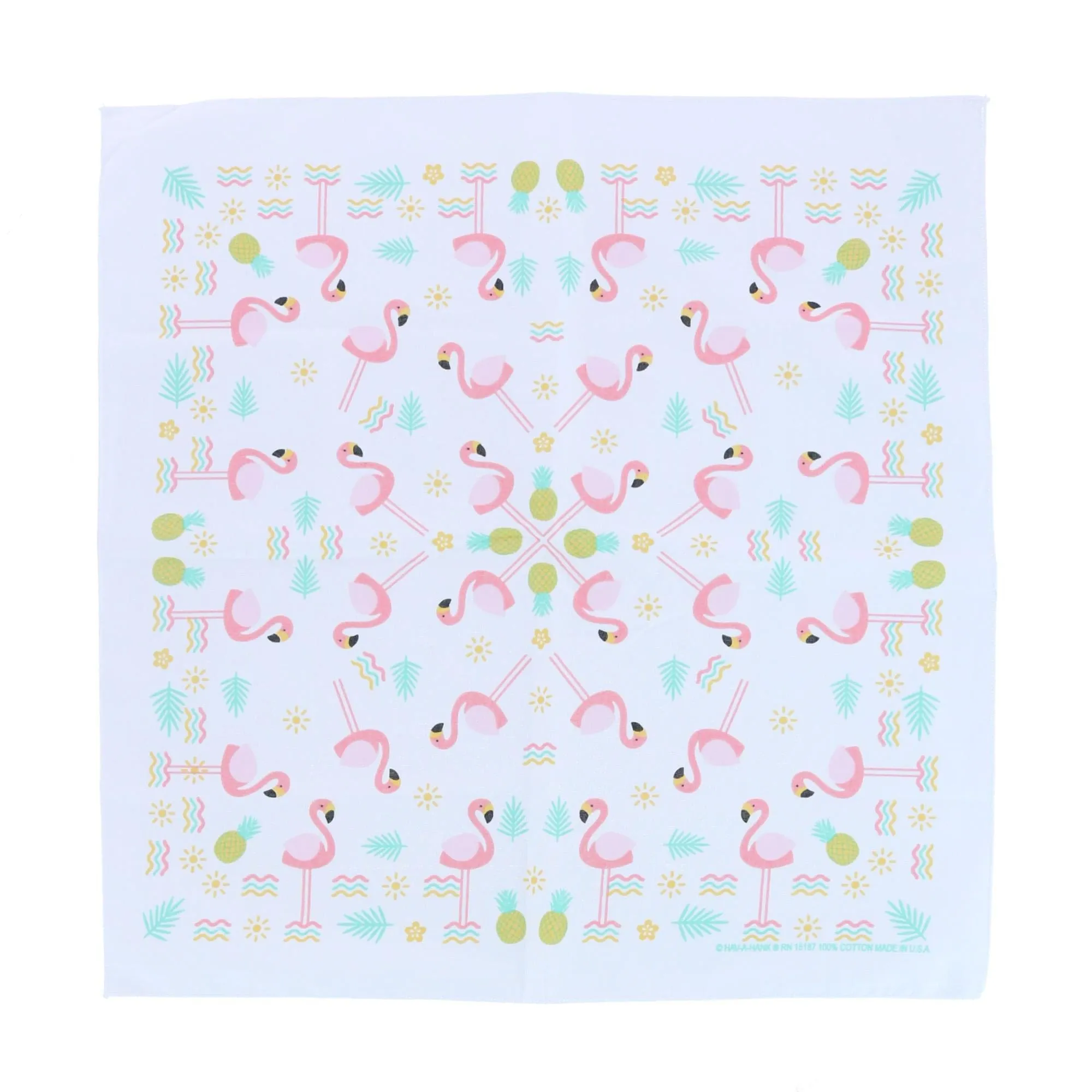 CTM® Cotton Flamingo and Pineapple Print Bandana