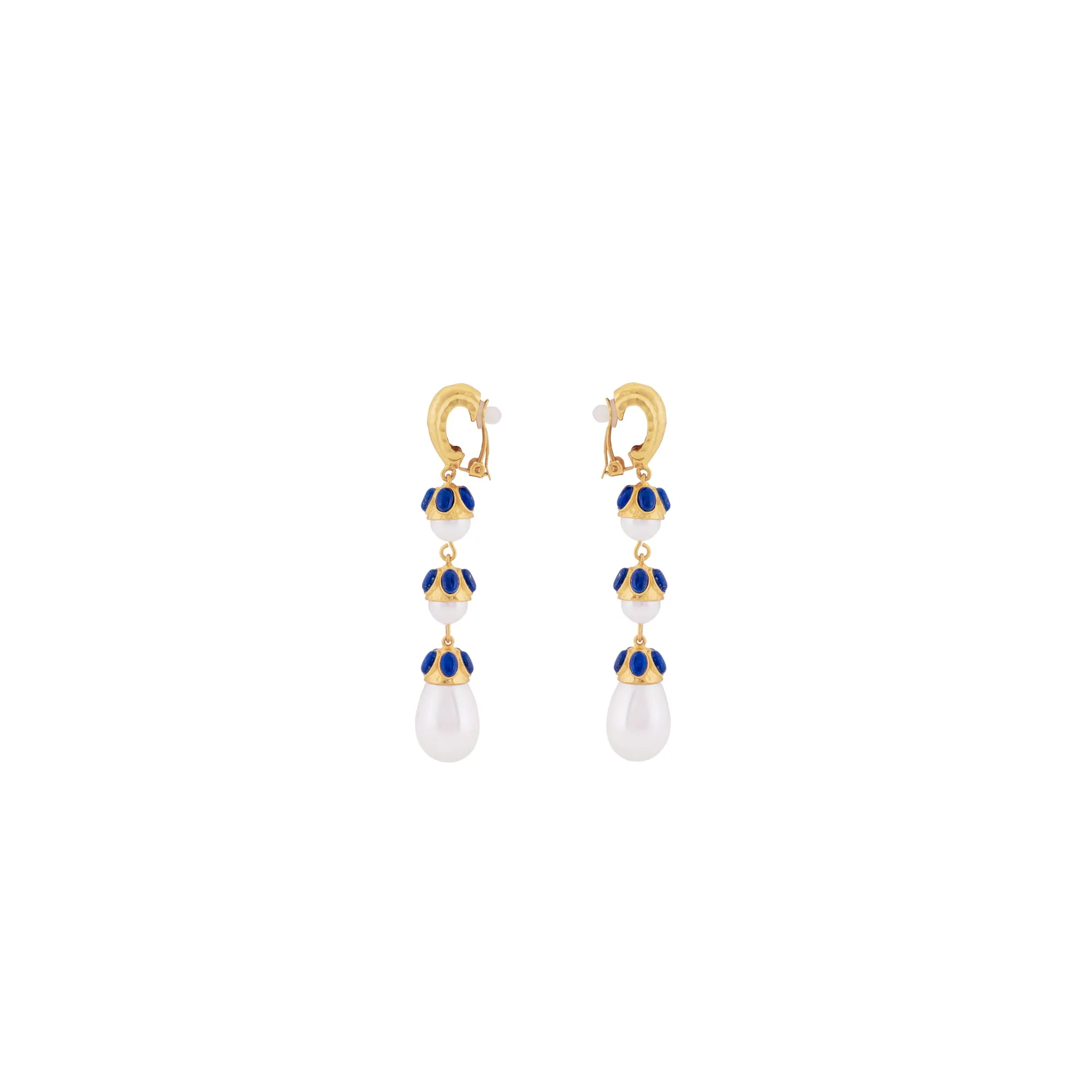 Delfina Earrings Lapis & Pearl