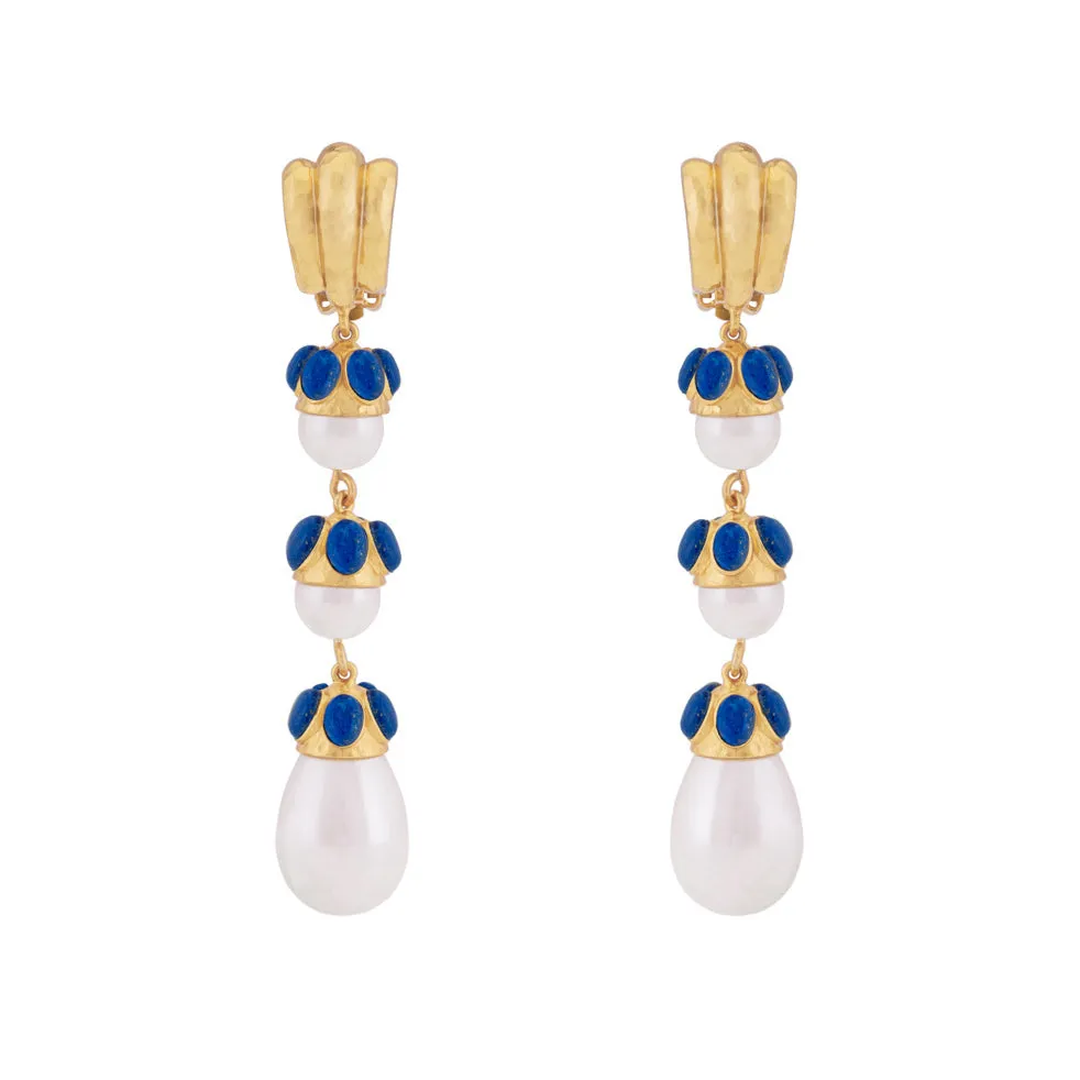 Delfina Earrings Lapis & Pearl