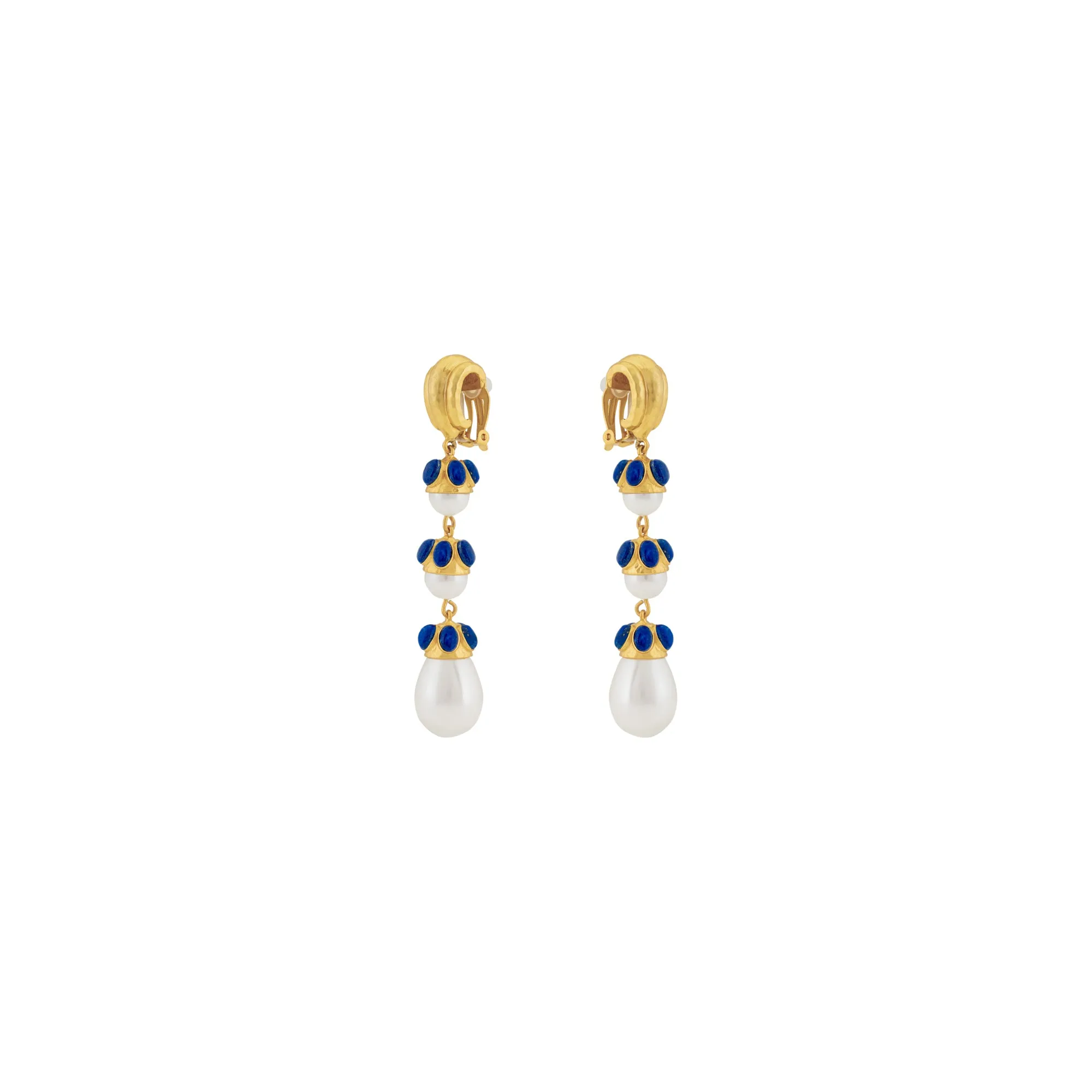 Delfina Earrings Lapis & Pearl