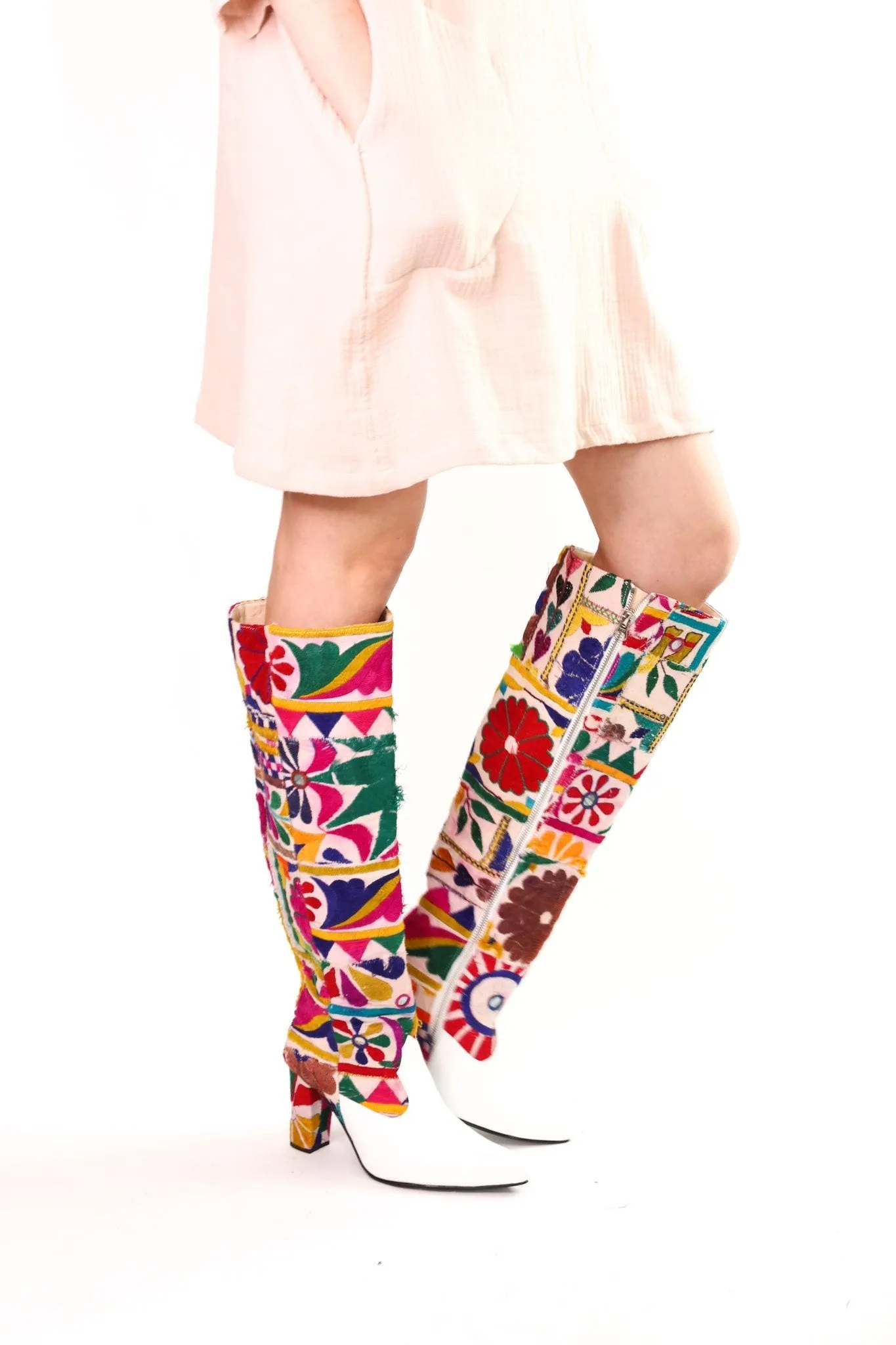 EMBROIDERED PATCHWORK TALL BOOTS SENREVE