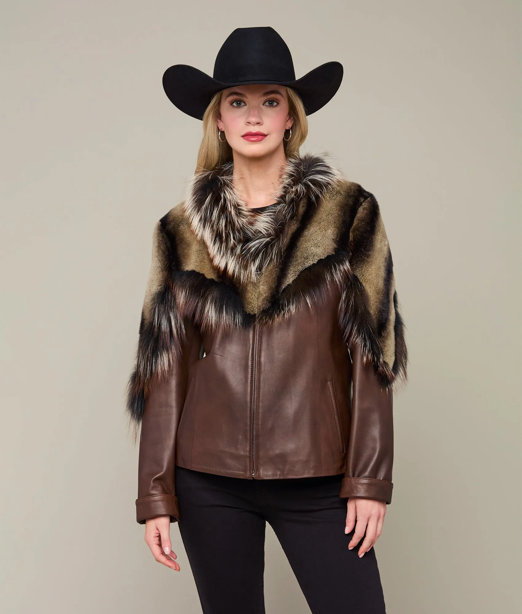 Fur Yoke Jacket :: Brown