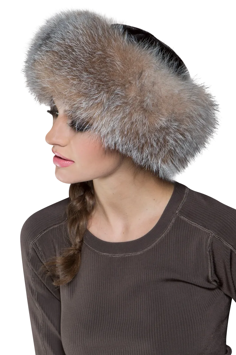 GiGi Mink Fur Crown and Fox Fur Roller Hat