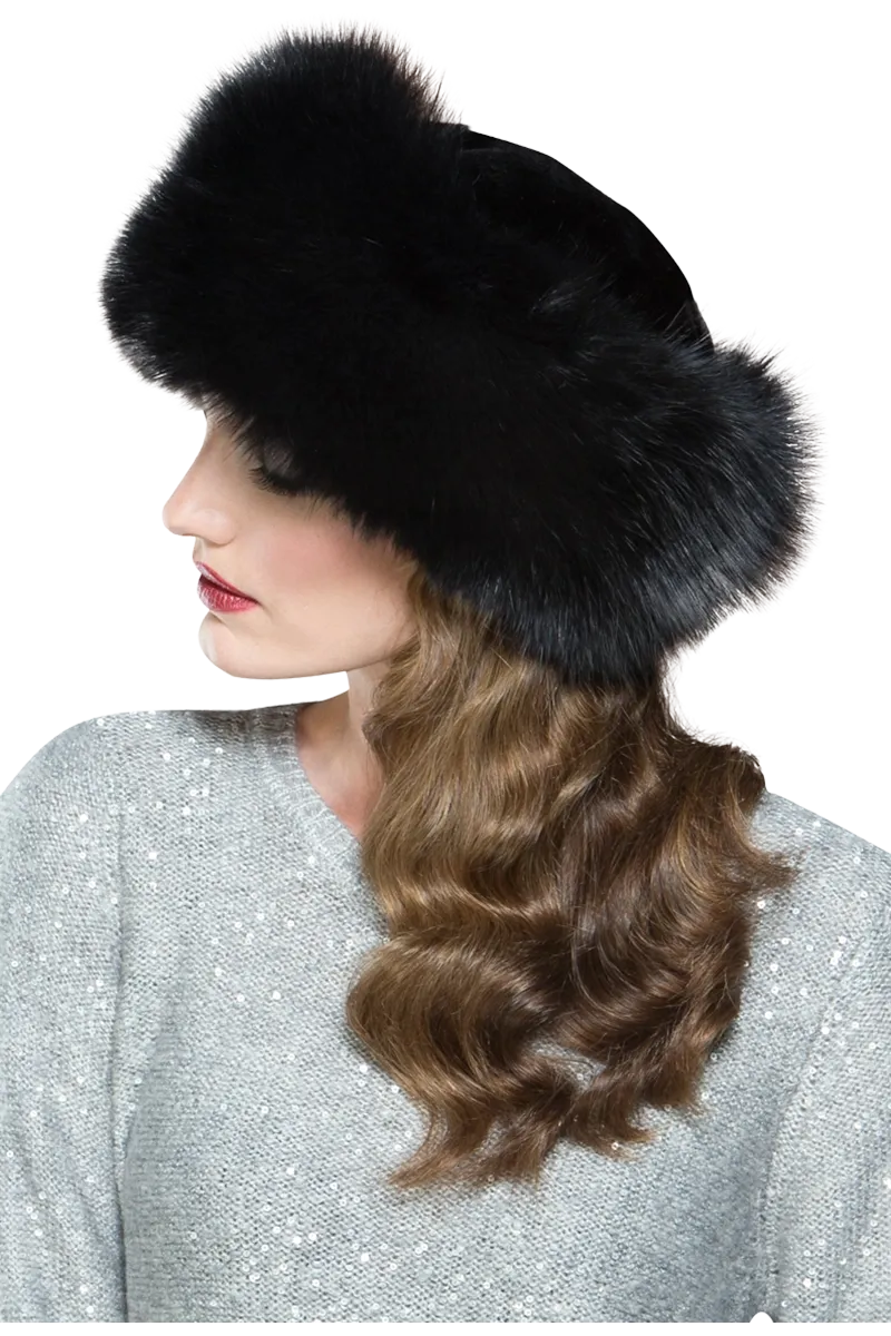 GiGi Mink Fur Crown and Fox Fur Roller Hat