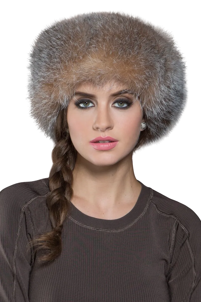 GiGi Mink Fur Crown and Fox Fur Roller Hat