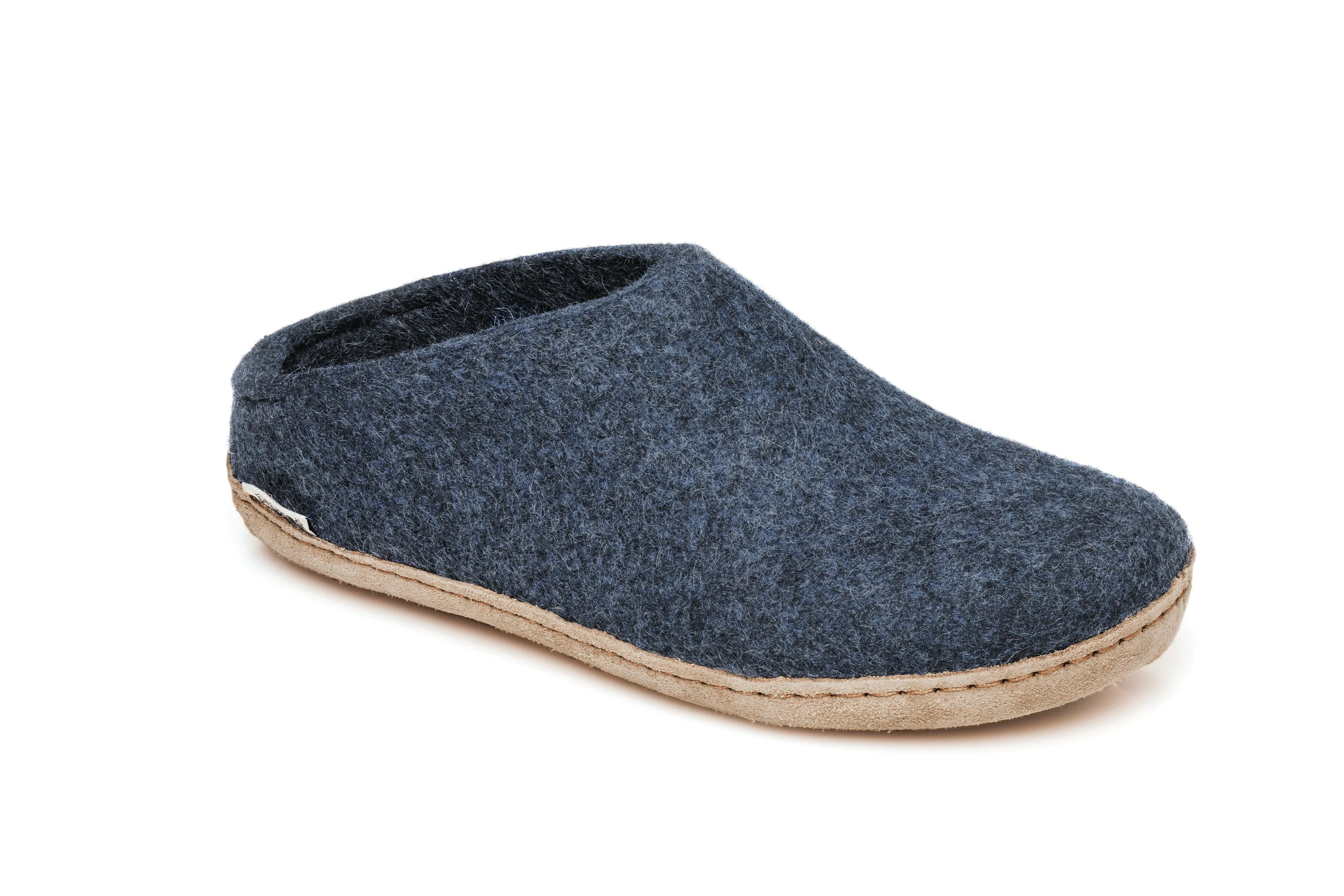 Glerups Unisex Slippers - Leather Soles - Denim