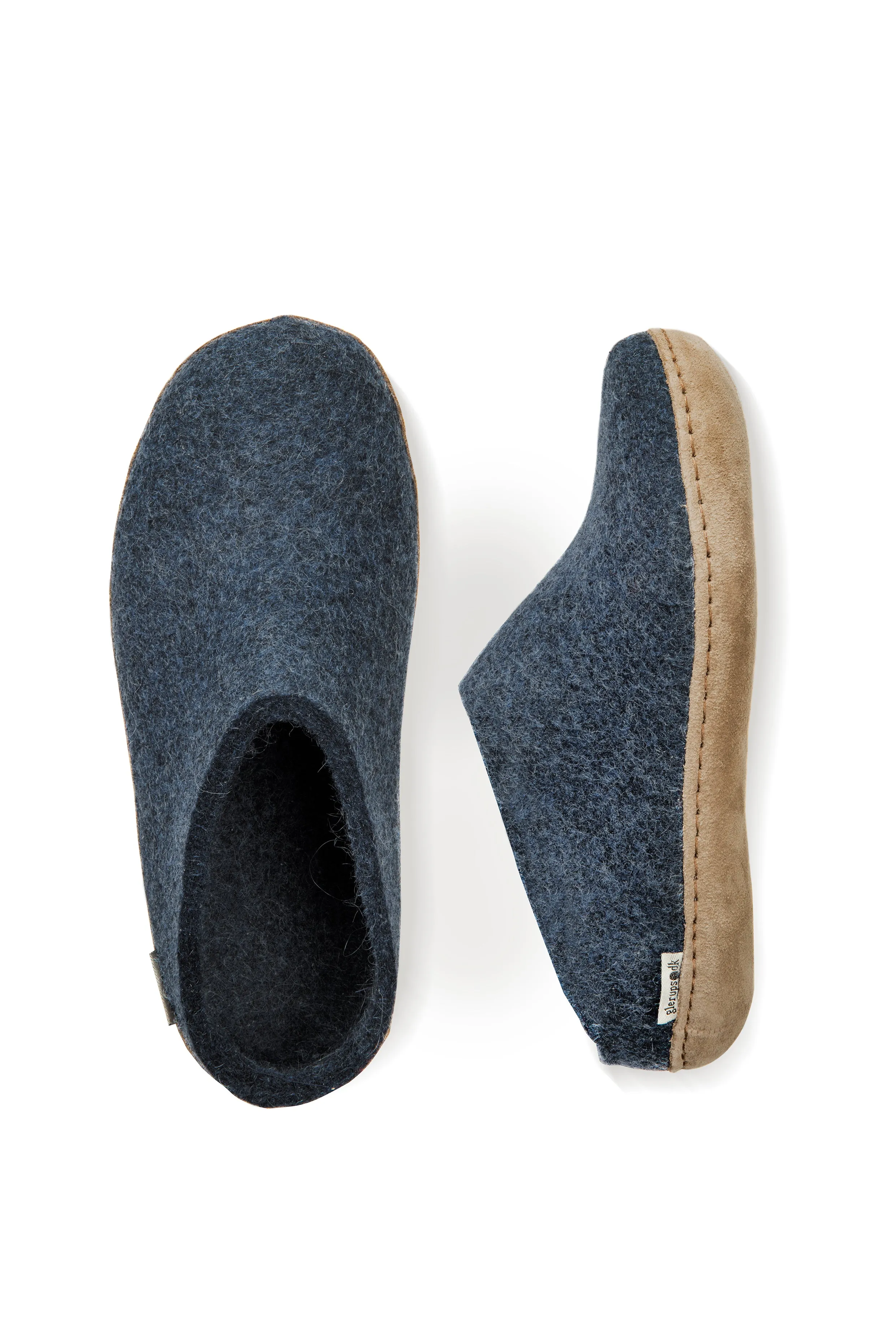 Glerups Unisex Slippers - Leather Soles - Denim