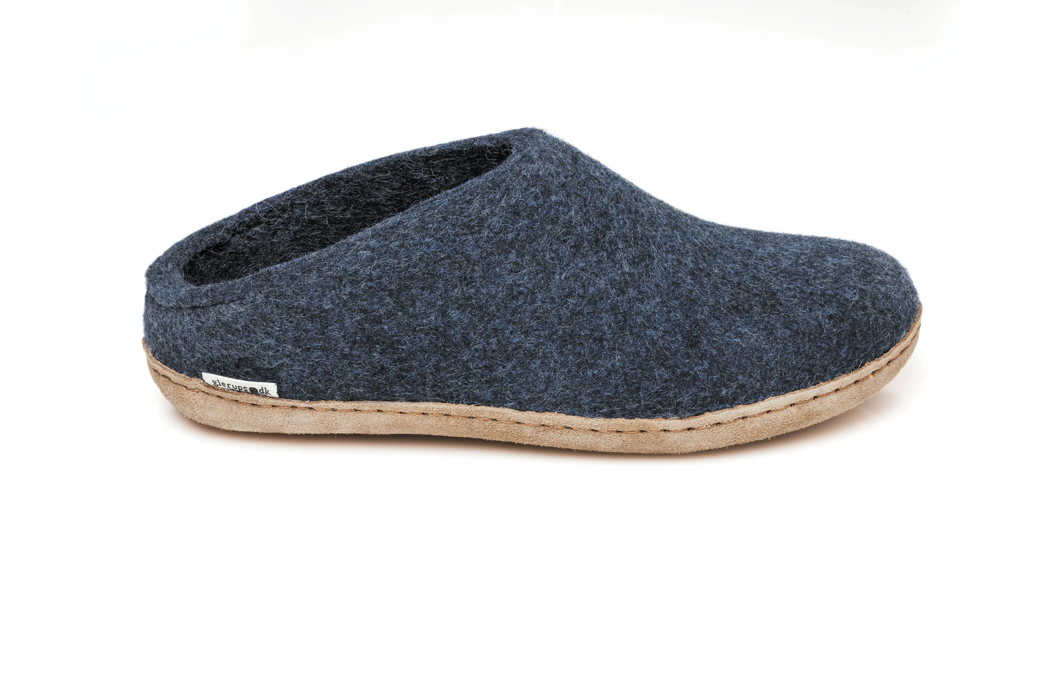 Glerups Unisex Slippers - Leather Soles - Denim