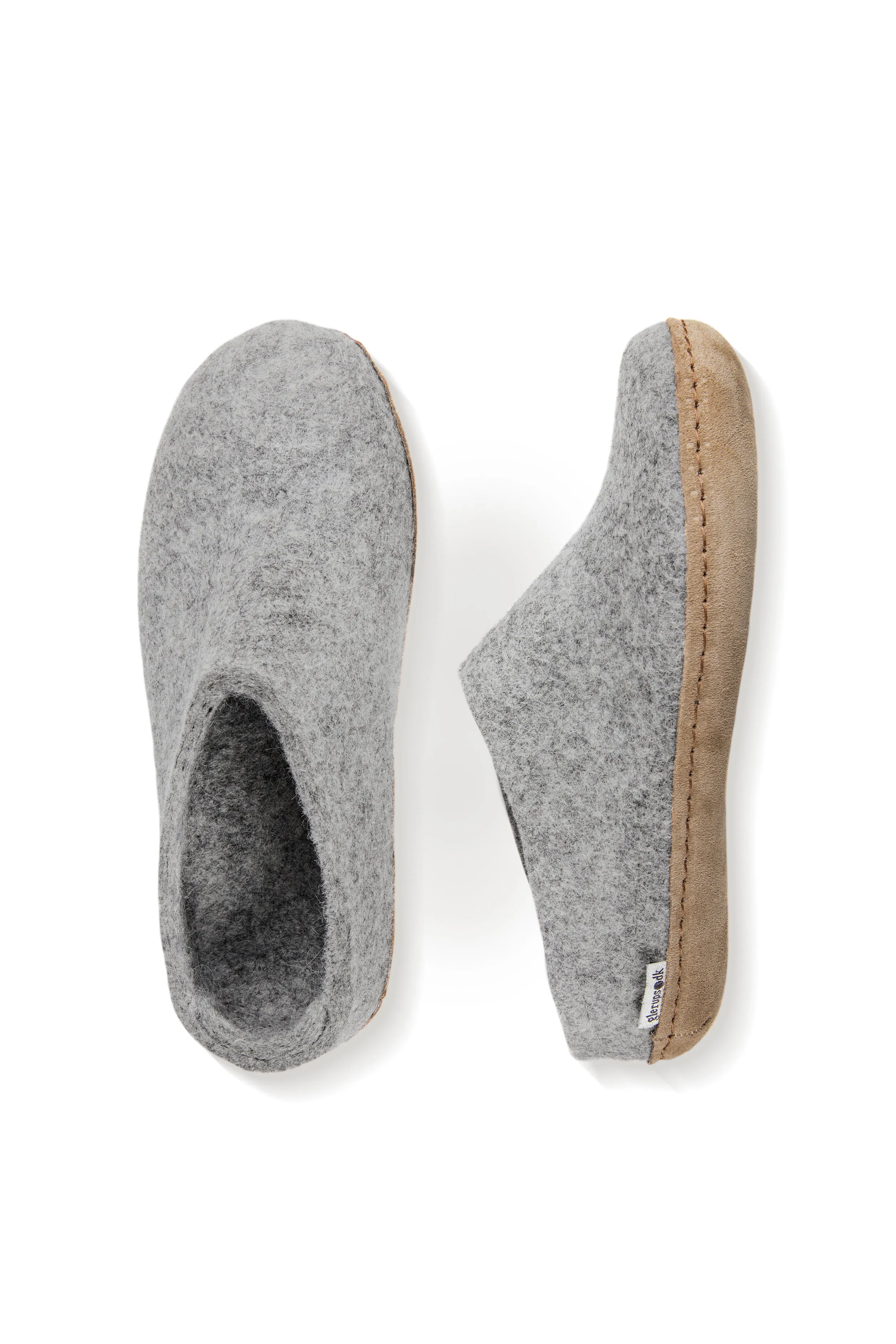 Glerups Unisex Slippers - Leather Soles - Grey