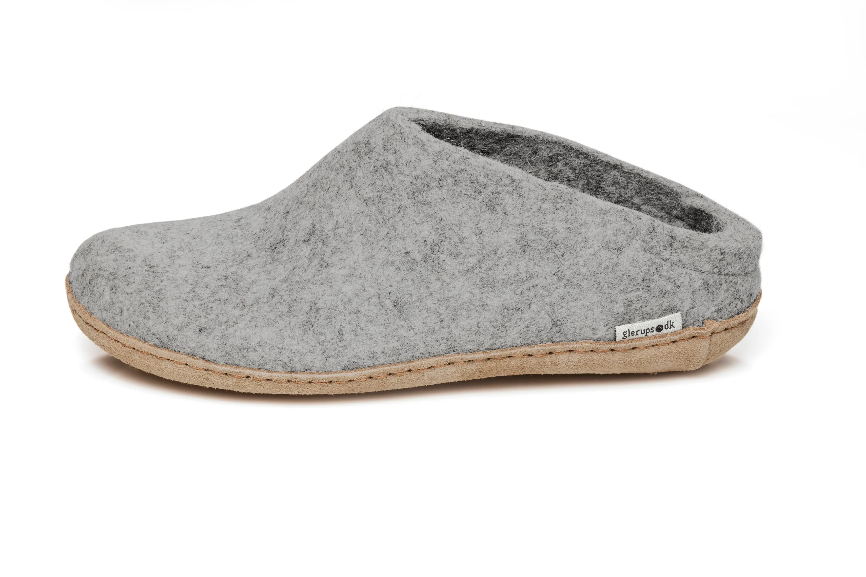 Glerups Unisex Slippers - Leather Soles - Grey