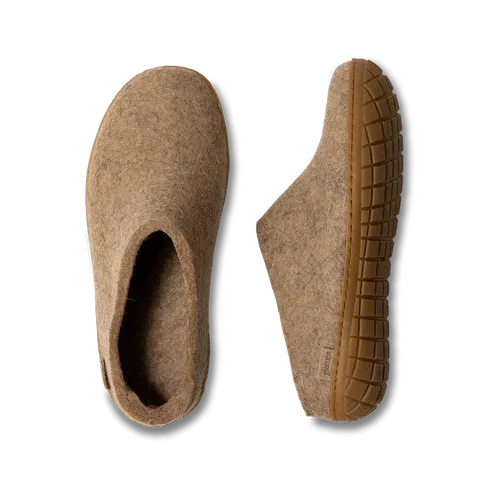 Glerups Unisex Slippers - Rubber Soles - Sand