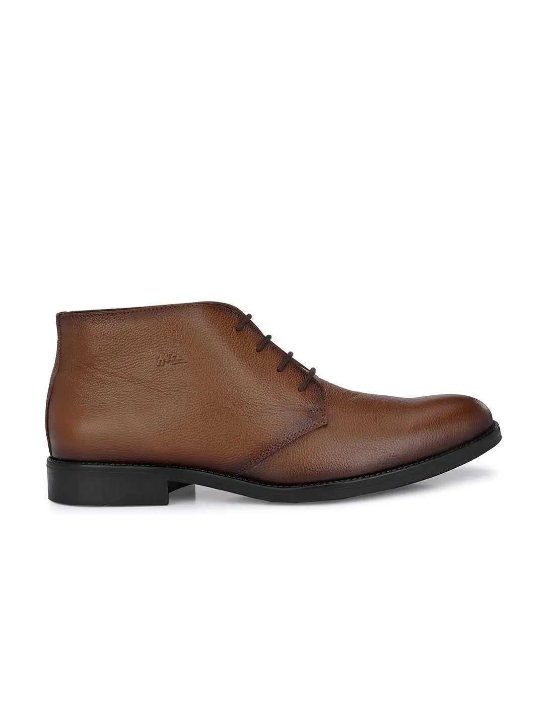 Hitz Men's Tan Leather Ankle Shoes with Laces