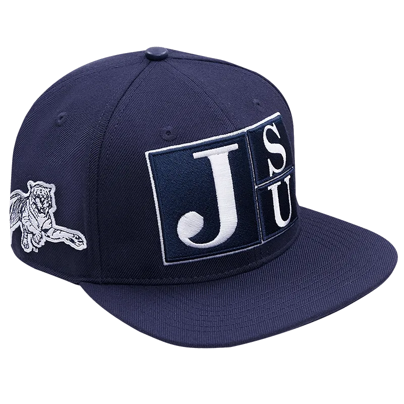 JACKSON STATE UNIVERSITY CLASSIC UNISEX STACKED LOGO WOOL SNAPBACK (MIDNIGHT NAVY)