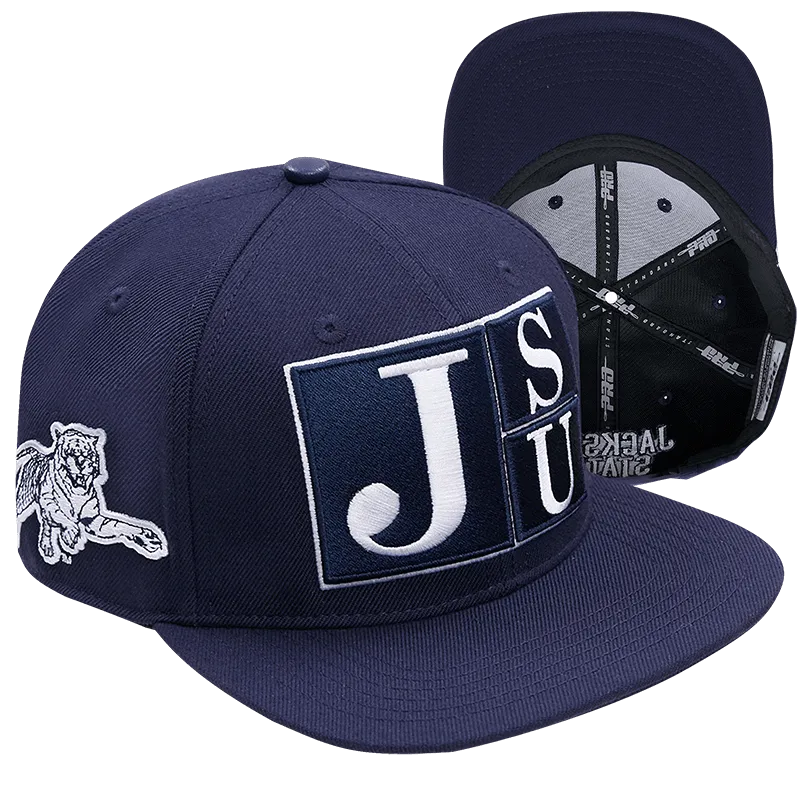 JACKSON STATE UNIVERSITY CLASSIC UNISEX STACKED LOGO WOOL SNAPBACK (MIDNIGHT NAVY)