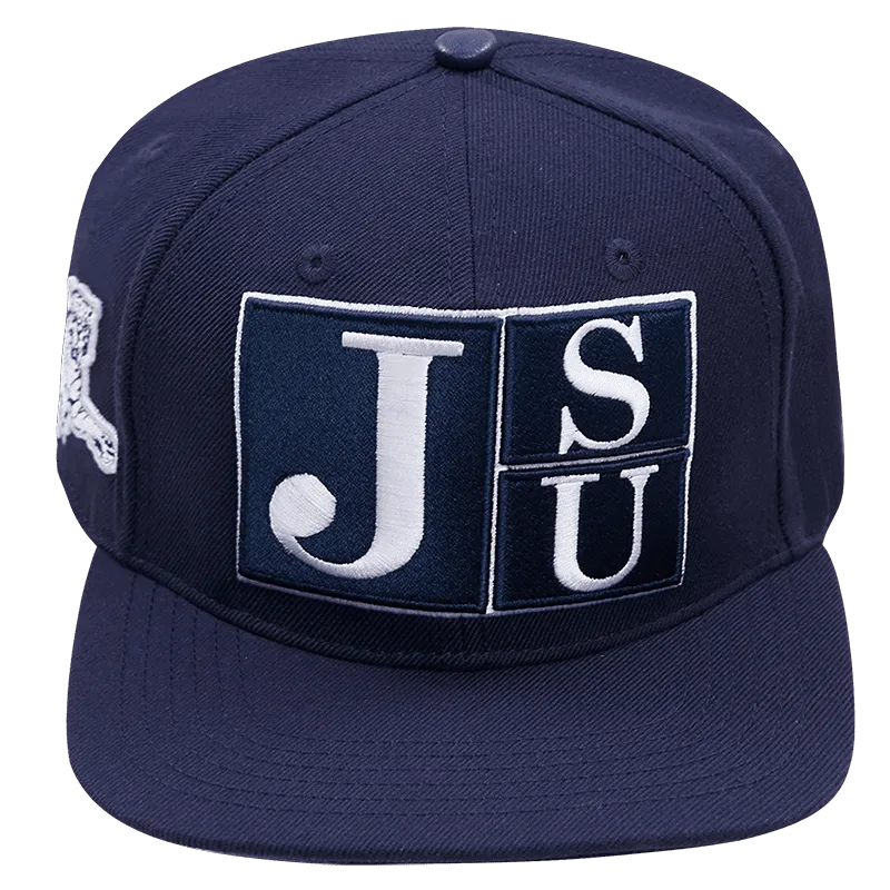 JACKSON STATE UNIVERSITY CLASSIC UNISEX STACKED LOGO WOOL SNAPBACK (MIDNIGHT NAVY)