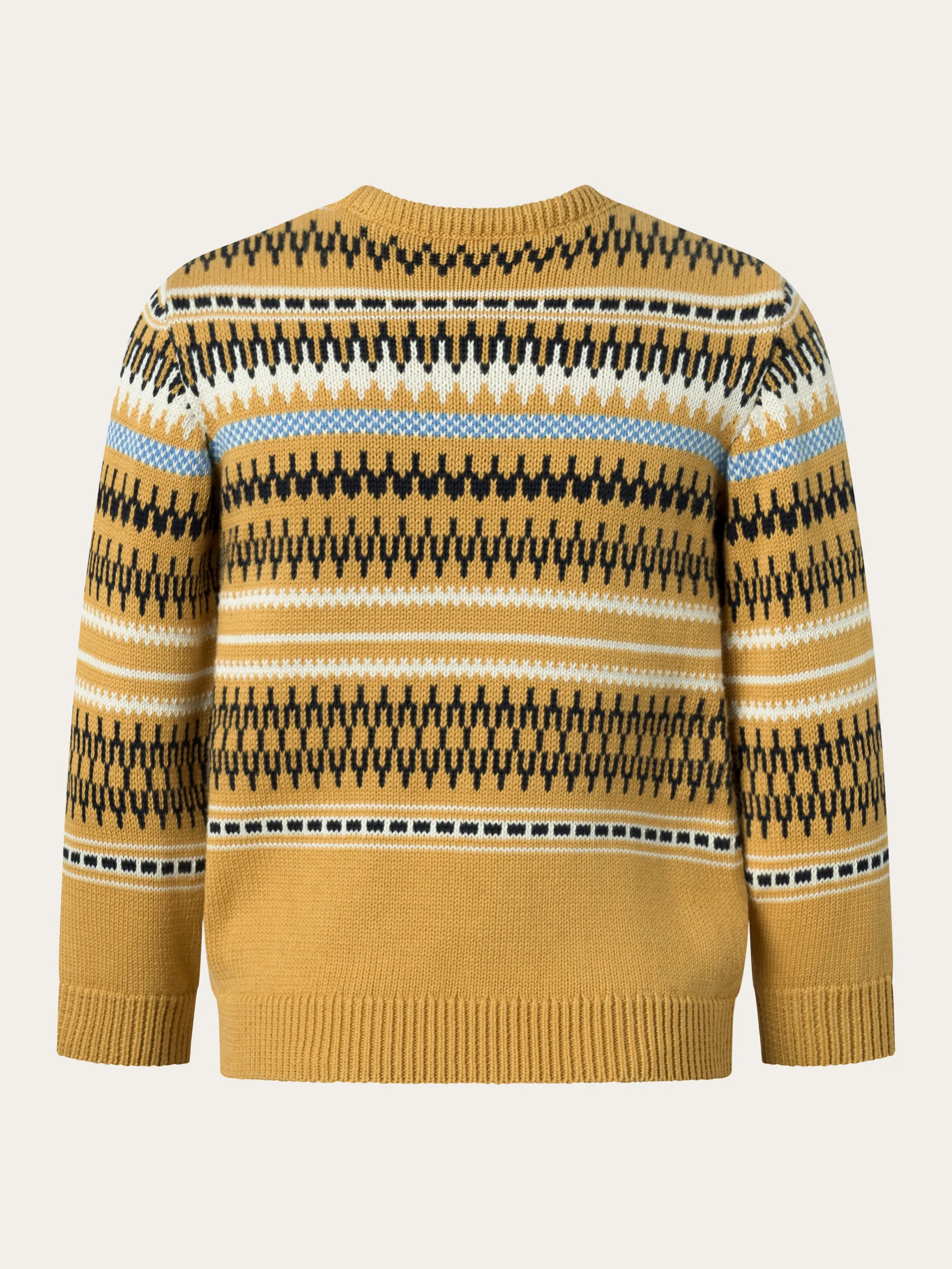 Jacquard knit cotton crew knit - Yellow stripe