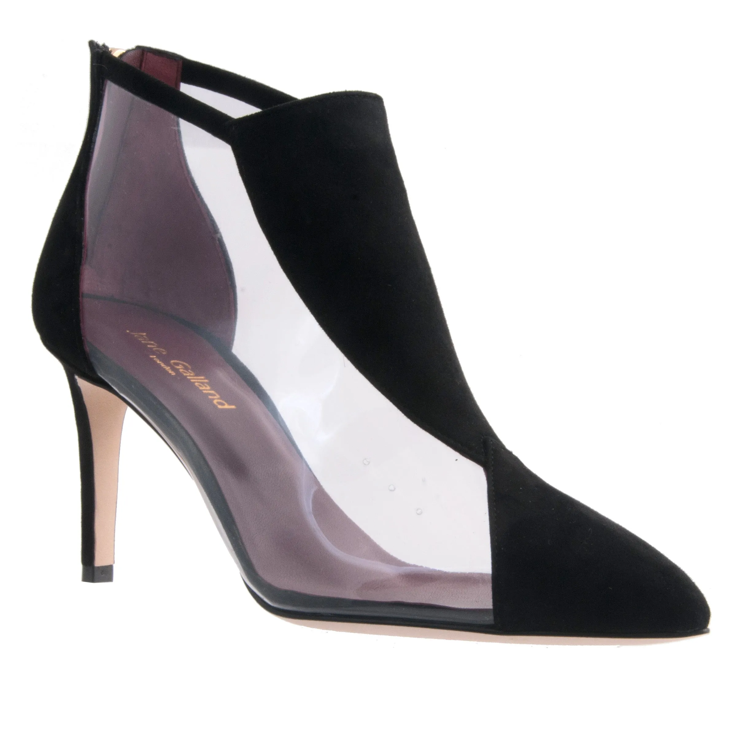 Jane Galland Black Suede and PVC Ankle Boots