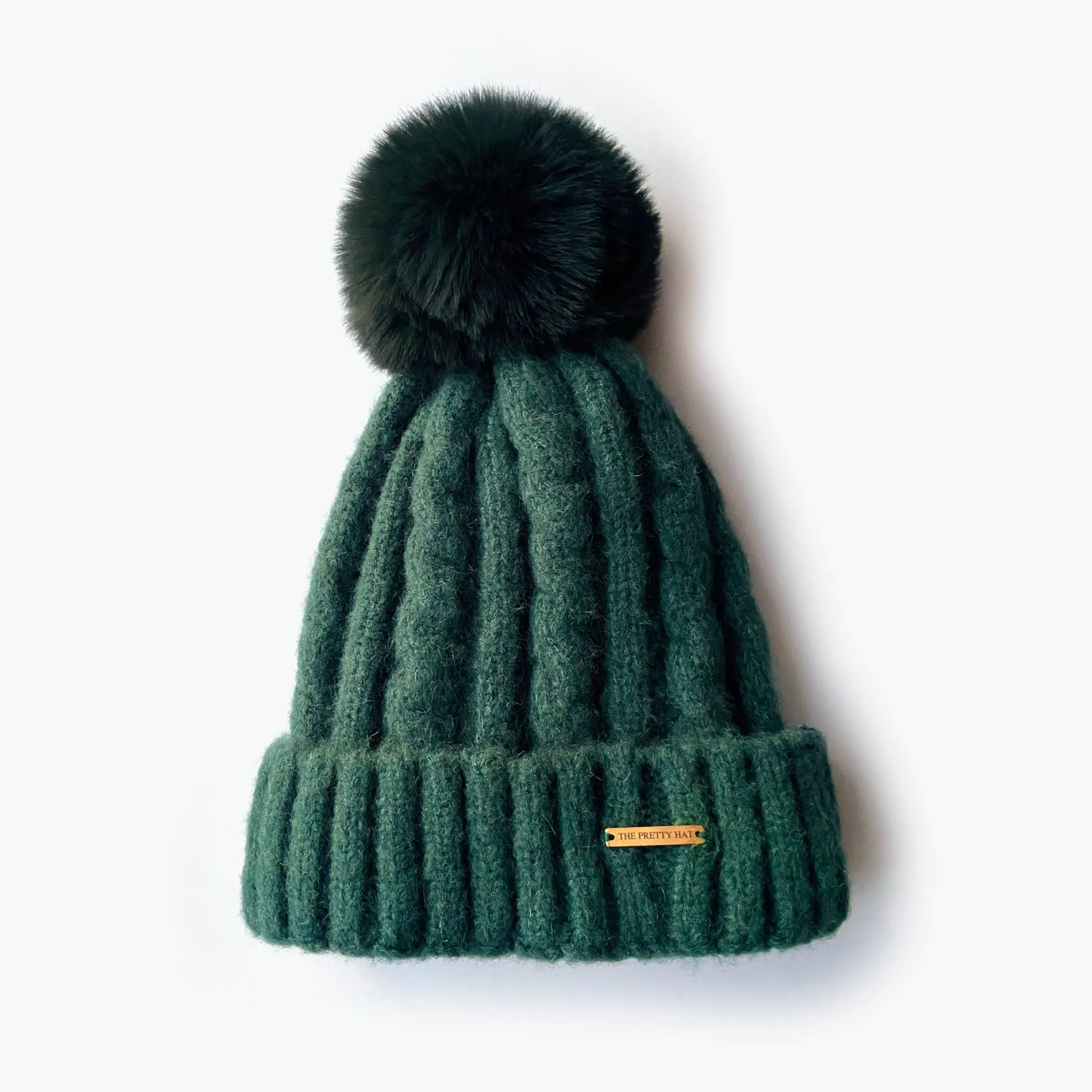 Laura Satin Lined Beanie With Detachable Pom - Emerald Green