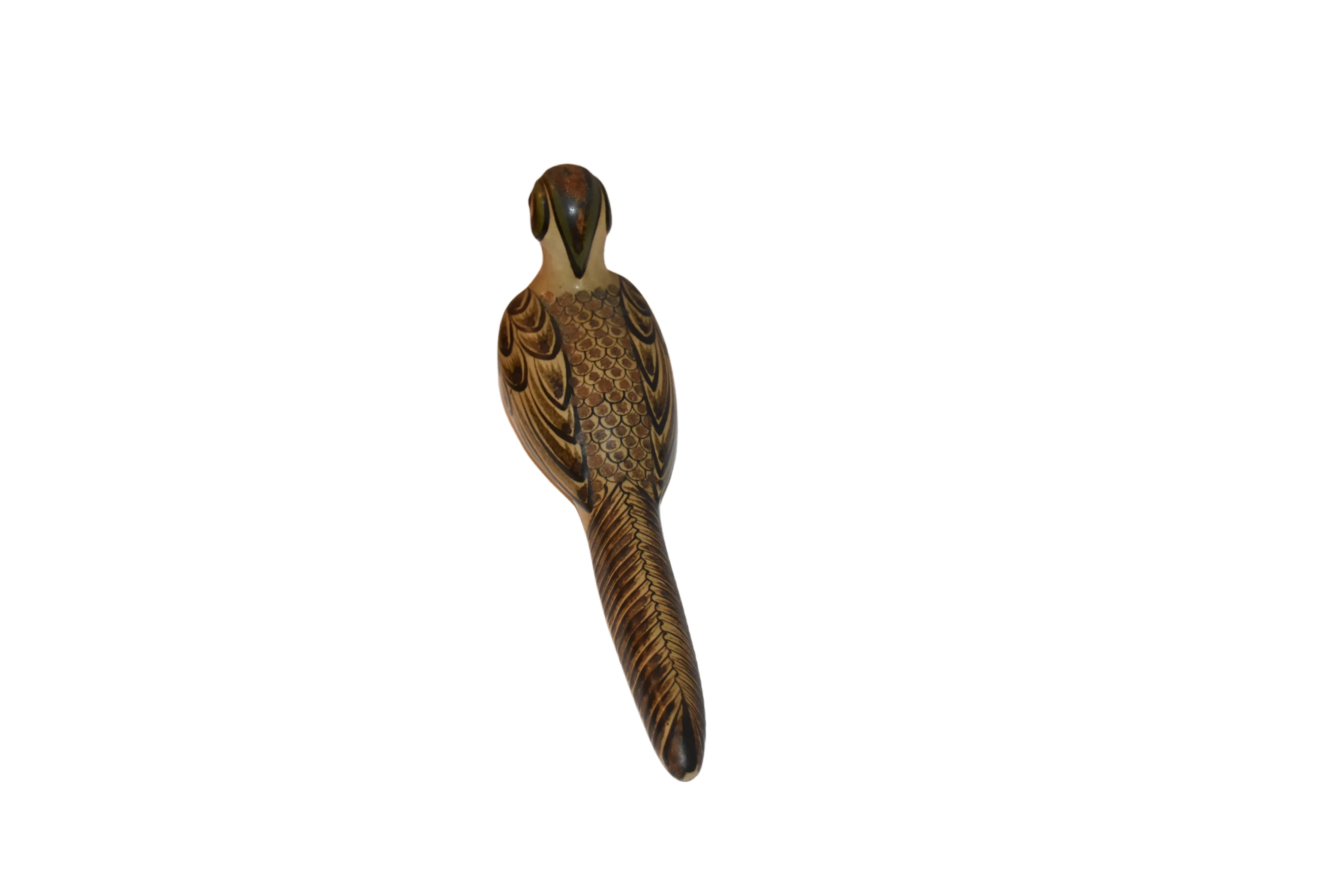 Long-tailed pheasant Vintage Ceramic Bird Signed by Carlos Villanueva