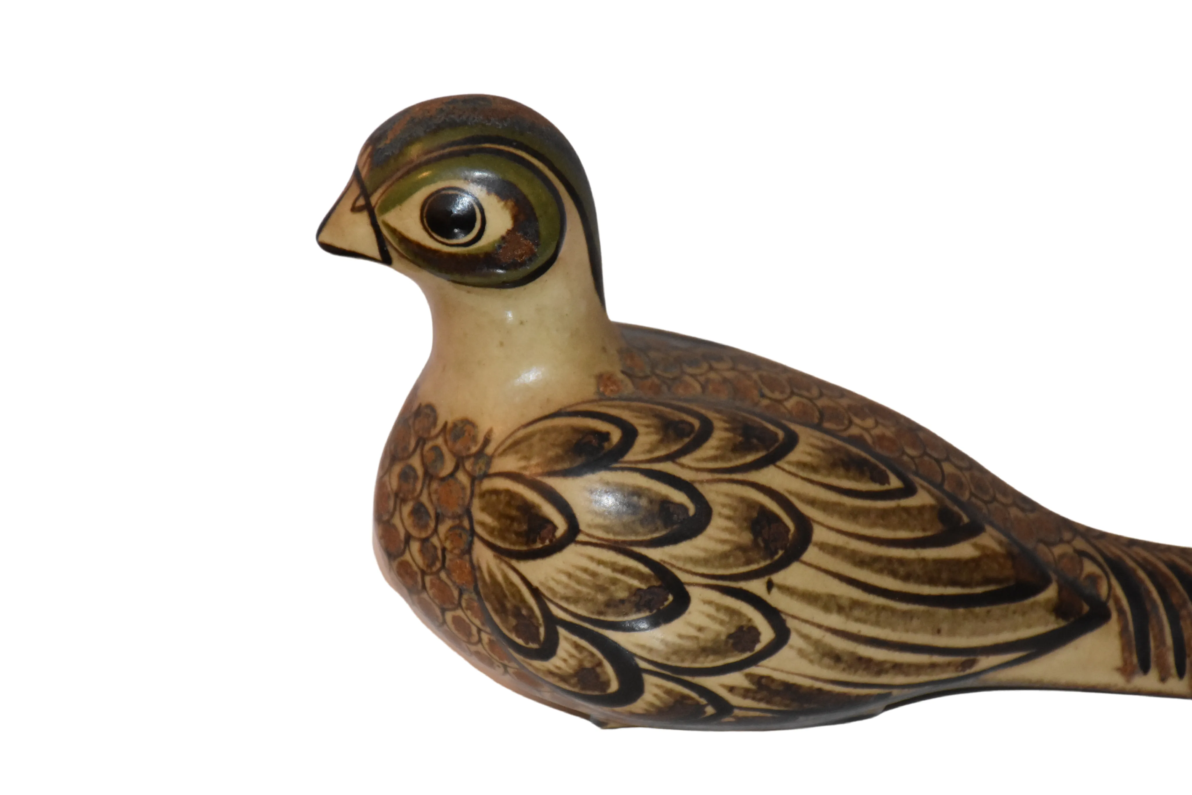 Long-tailed pheasant Vintage Ceramic Bird Signed by Carlos Villanueva