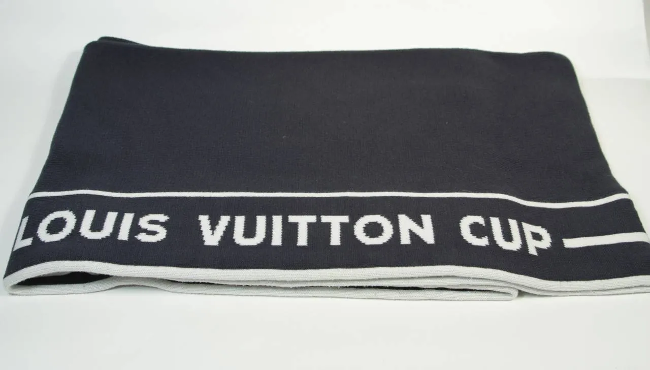 LOUIS VUITTON Navy Cashmere Blend Scarf