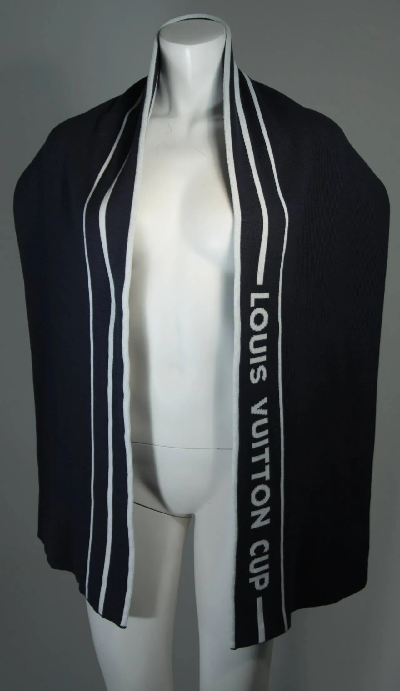 LOUIS VUITTON Navy Cashmere Blend Scarf