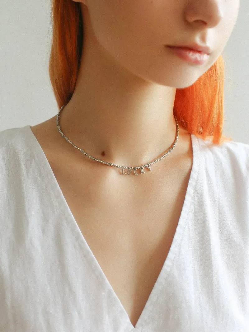 Luxurious Shiny Passepartout Lucky Letter Pendant Choker Necklace