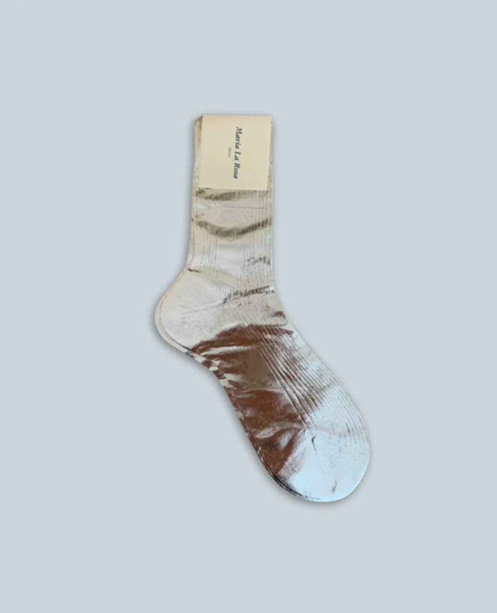 Maria La Rosa Silver Silk Socks