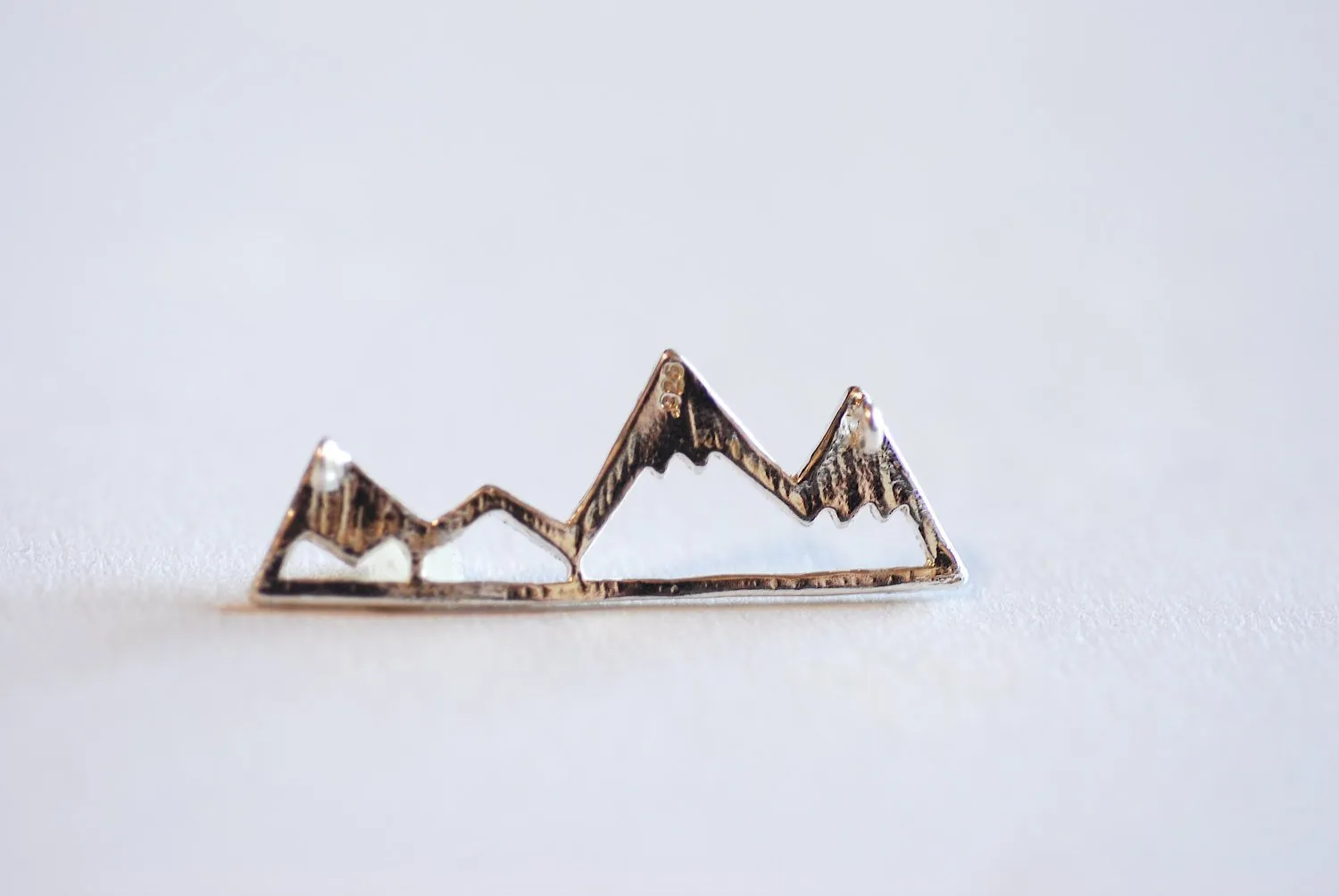 Matte Rose Gold Vermeil Mountain Range Connector Charm- 22k gold plated Mountain Peak Connector Charm, Hiking Charm, Snow Mountain, 318