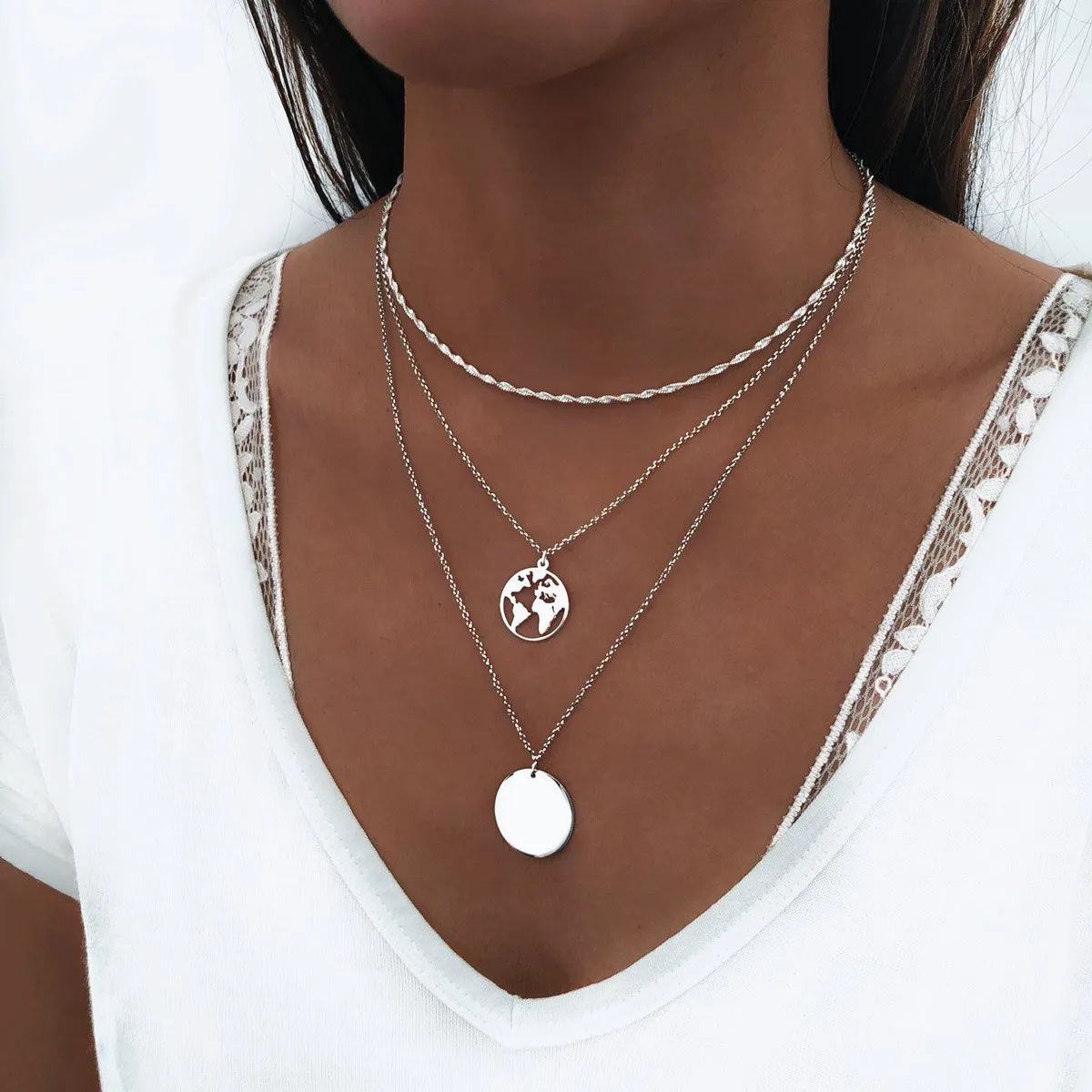 Medallion Silver Necklace