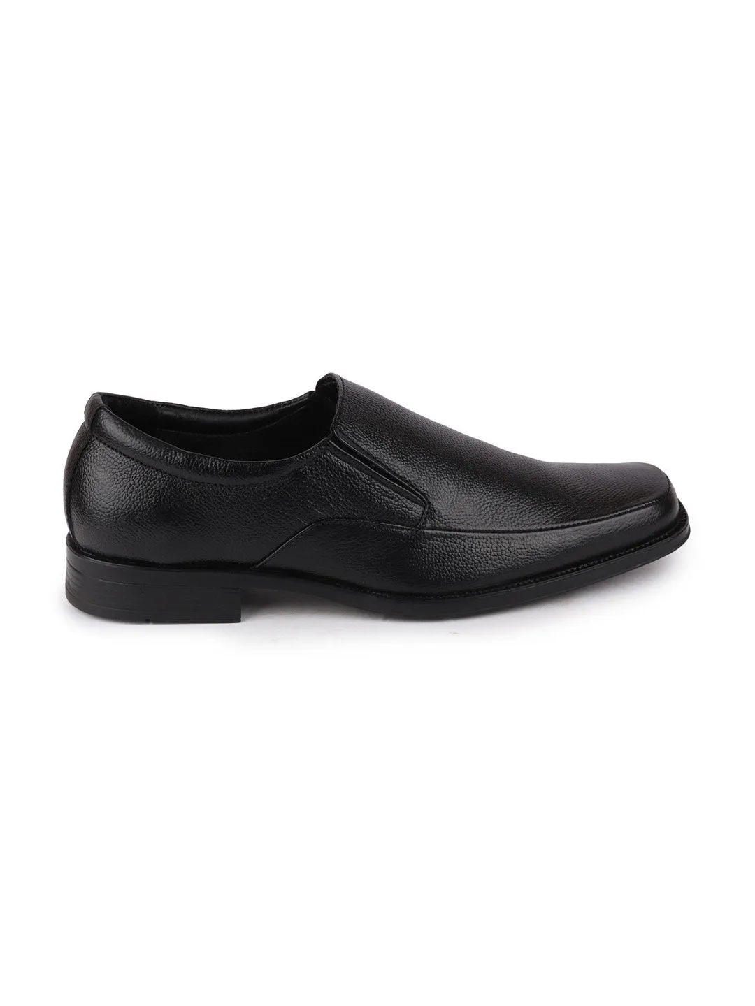 Men Black Plus Size Genuine Leather Formal Slip On Shoes