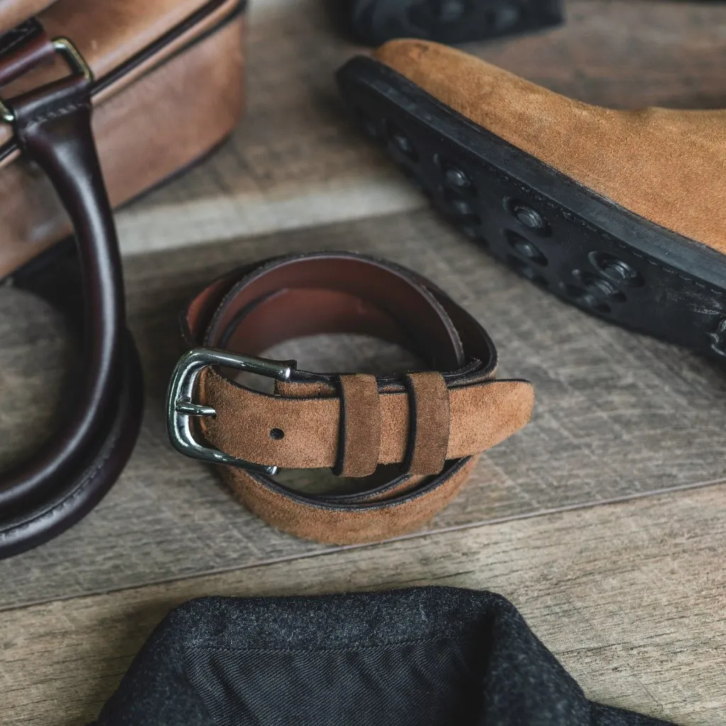 Men's Refined Leather Belt | Cognac Suede