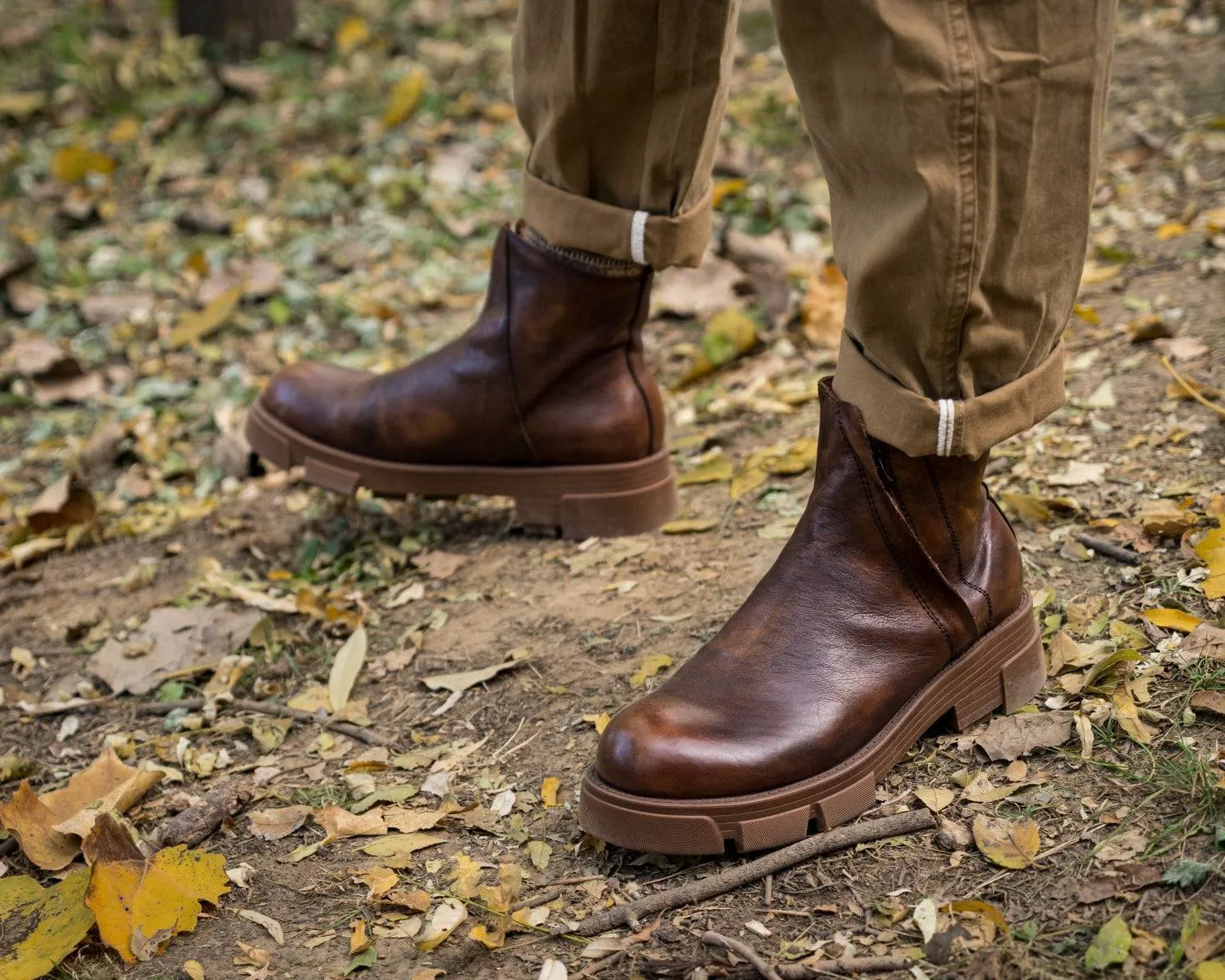 Men's Retro High-Top Work Boots | Thick Sole Soft Leather Motorcycle