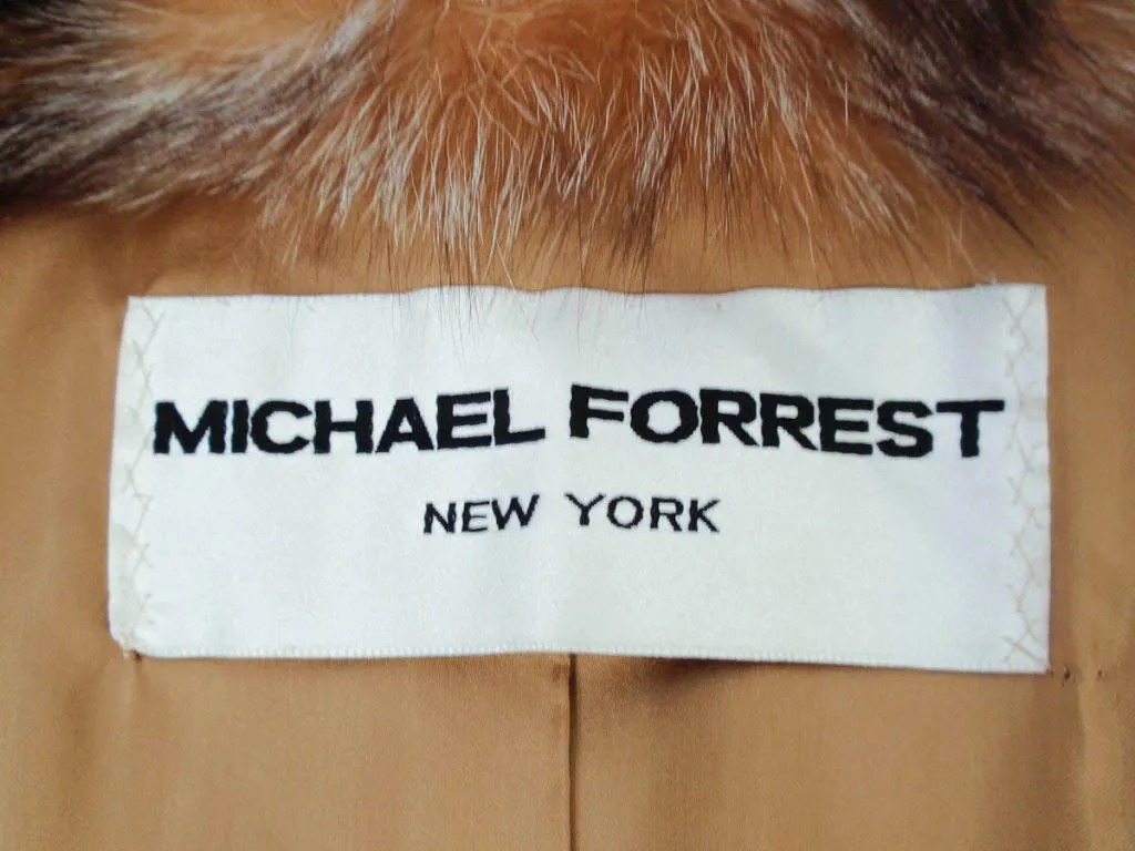 MICHAEL FORREST Honey Brown Crystal, Fox Fur Coat Collar