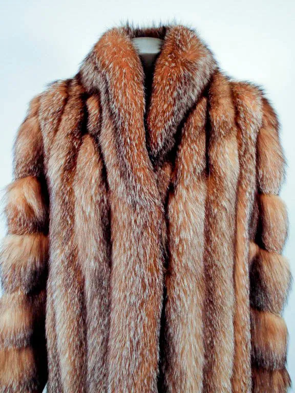 MICHAEL FORREST Honey Brown Crystal, Fox Fur Coat Collar