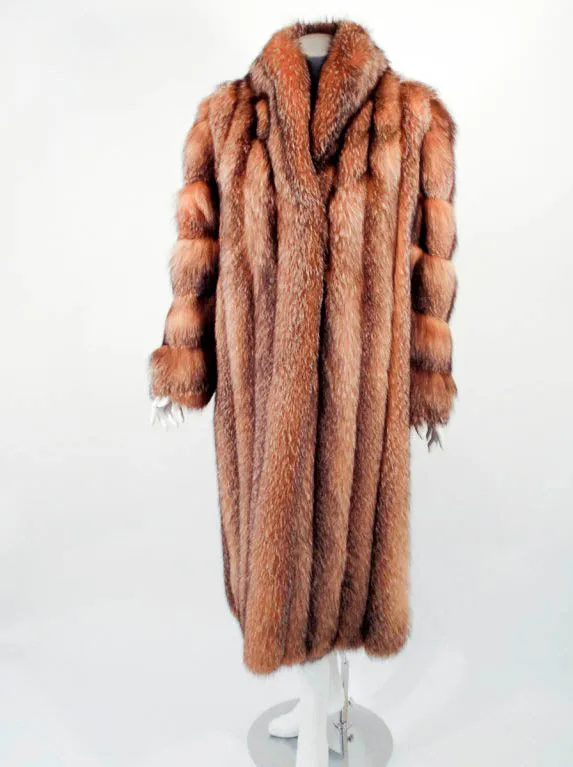 MICHAEL FORREST Honey Brown Crystal, Fox Fur Coat Collar