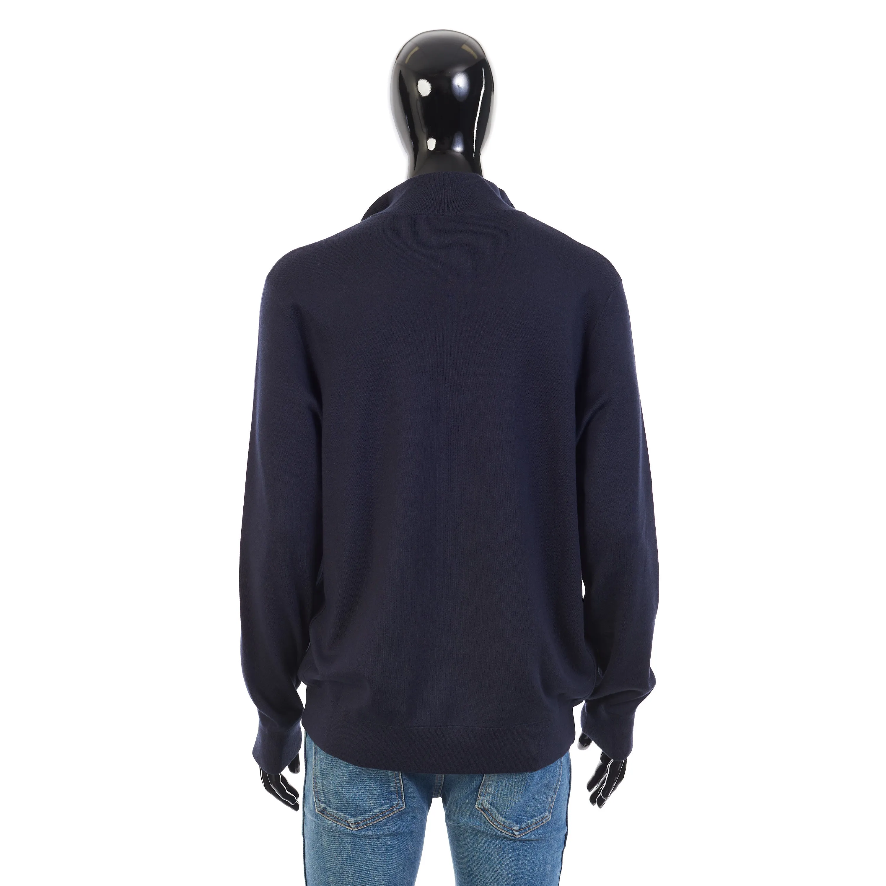 Navy Mezzocollo Balfour Sweater - 1/4 Zip, Knit, Cashmere/Silk/Wool