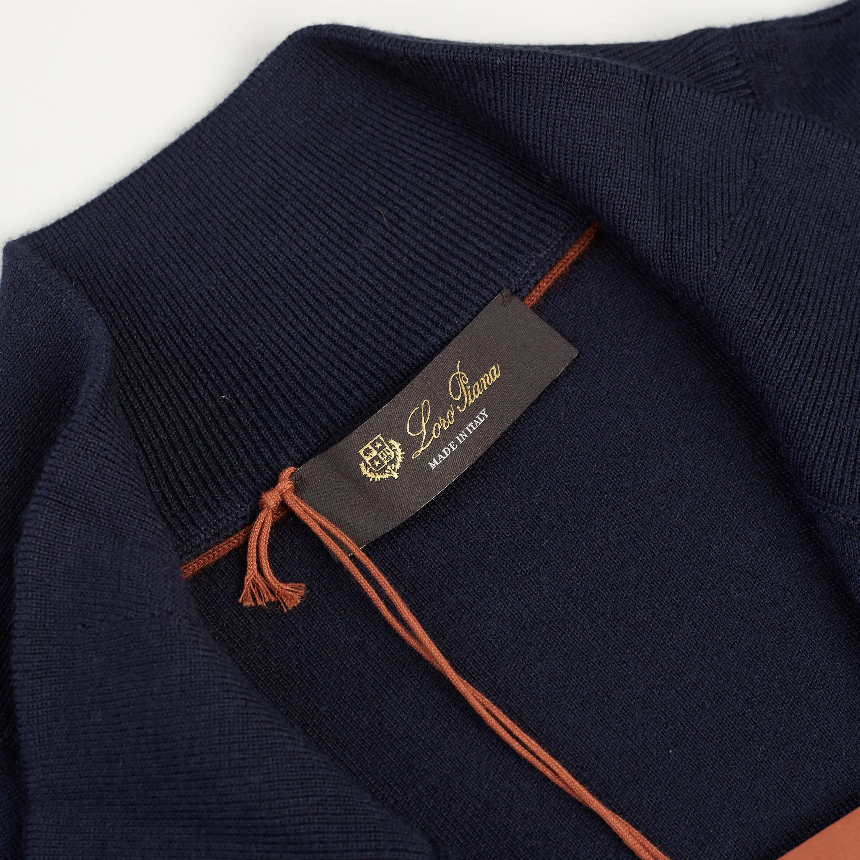 Navy Mezzocollo Balfour Sweater - 1/4 Zip, Knit, Cashmere/Silk/Wool