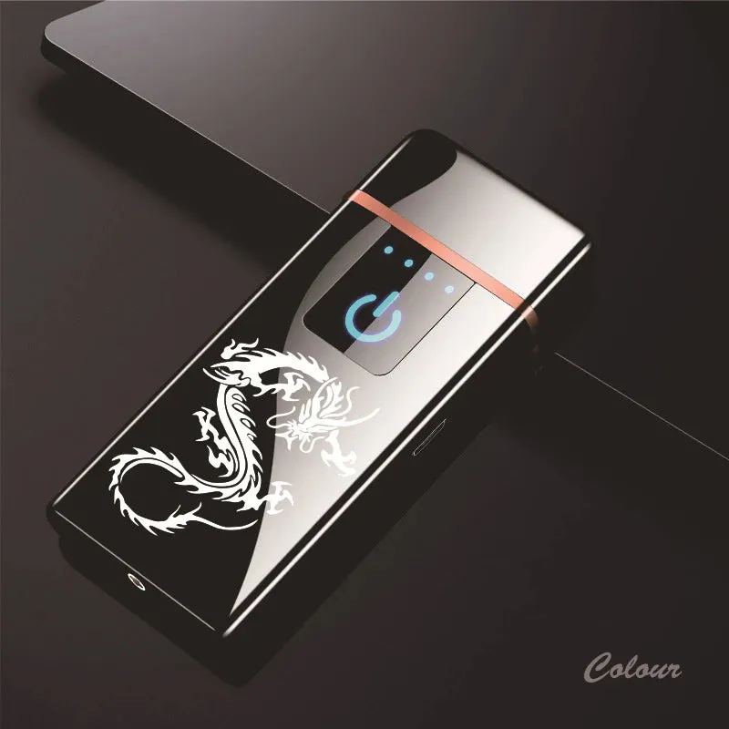 New Windproof Fingerprint Touch USB Lighter With LED Power Display Charging Lighter Ultra-thin Double-Sided Heating Wire