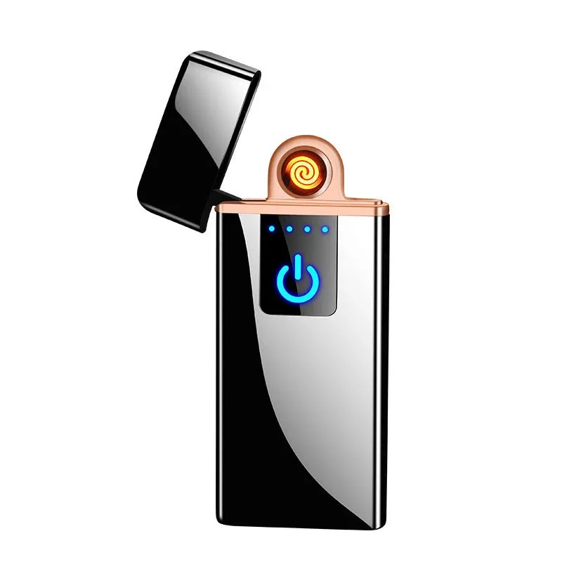 New Windproof Fingerprint Touch USB Lighter With LED Power Display Charging Lighter Ultra-thin Double-Sided Heating Wire