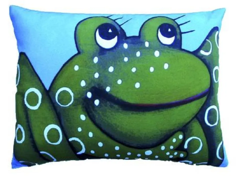 Outdoor Colorful Frog Accent Pillow