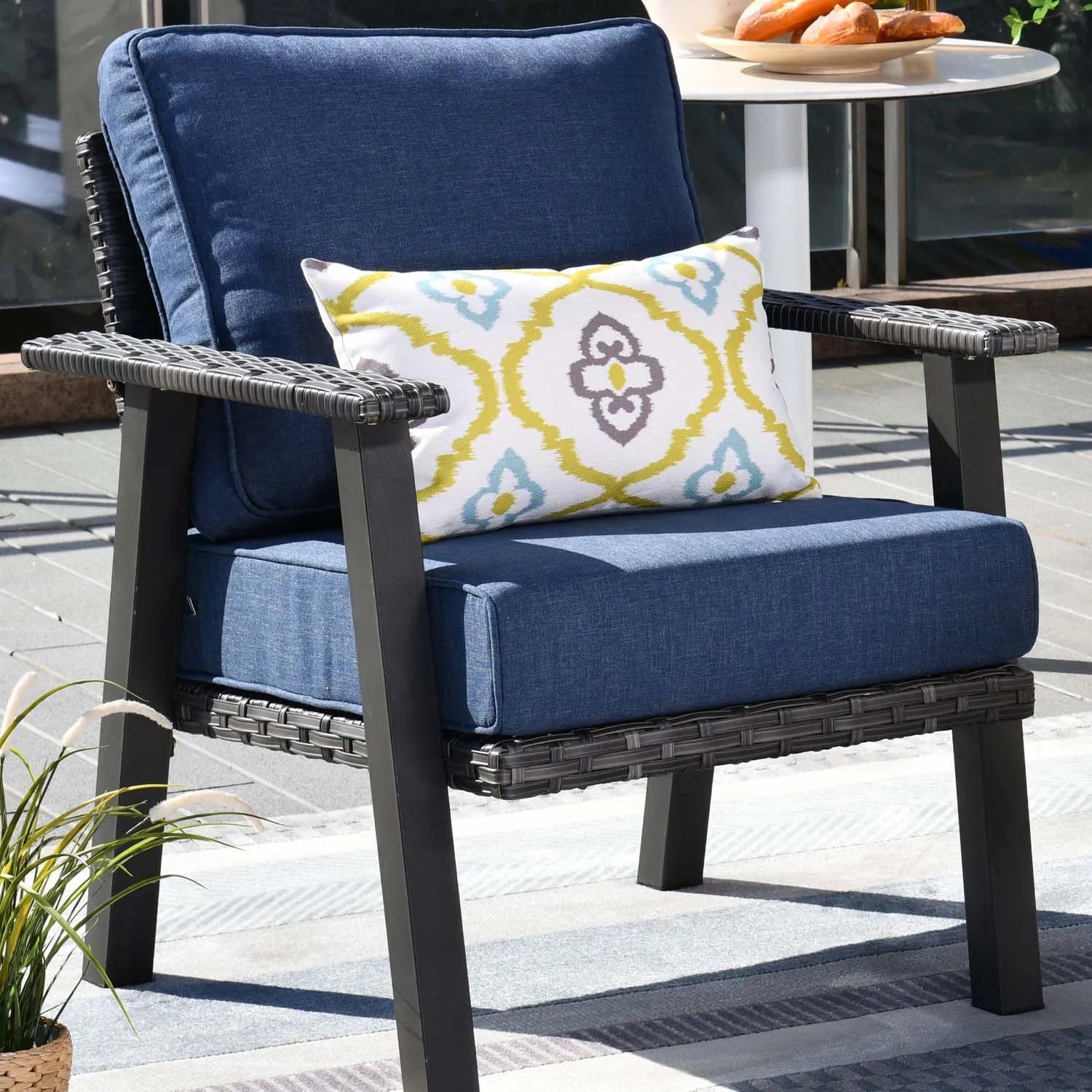 Ovios Patio Conversation Set 7 Person Seating with Table, 5''Cushion, Olefin Fabric