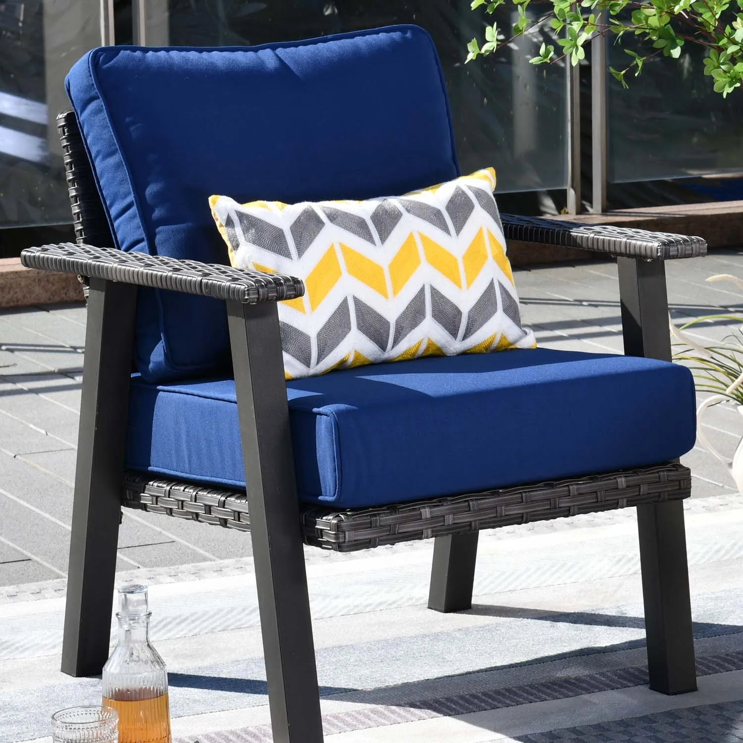 Ovios Patio Conversation Set 7 Person Seating with Table, 5''Cushion, Olefin Fabric