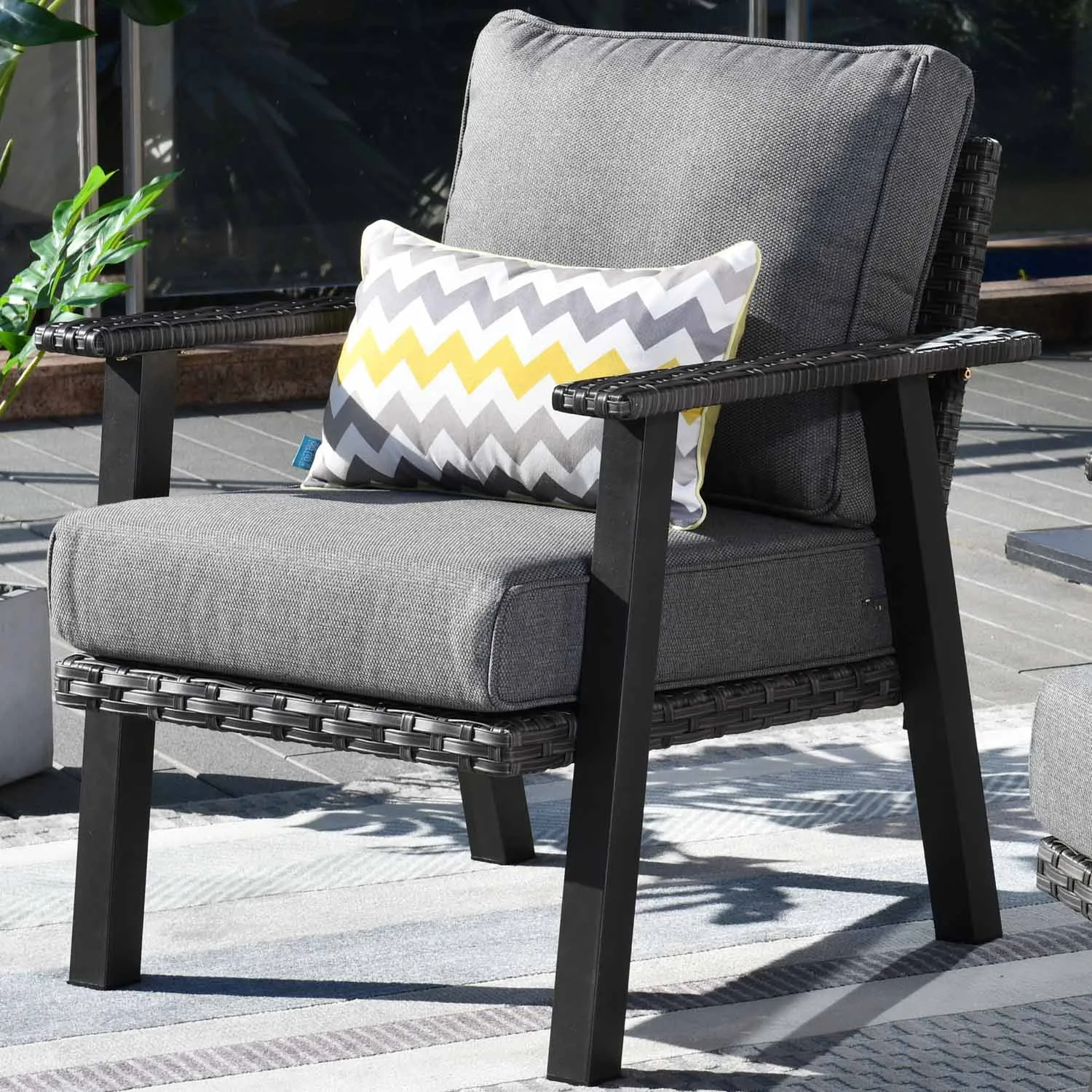 Ovios Patio Conversation Set 7 Person Seating with Table, 5''Cushion, Olefin Fabric