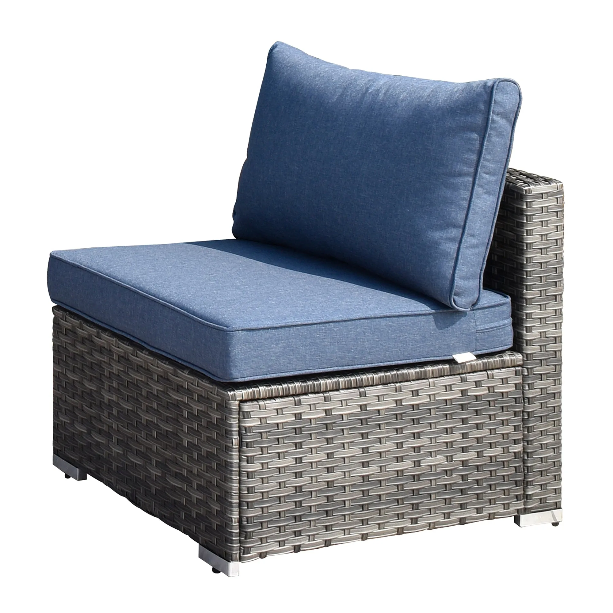 Ovios Patio Furniture Set 14-Piece with All Weather Rattan Wicker Sofa and Tempered Glass Table