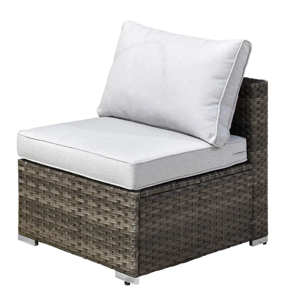 Ovios Patio Furniture Set 14-Piece with All Weather Rattan Wicker Sofa and Tempered Glass Table