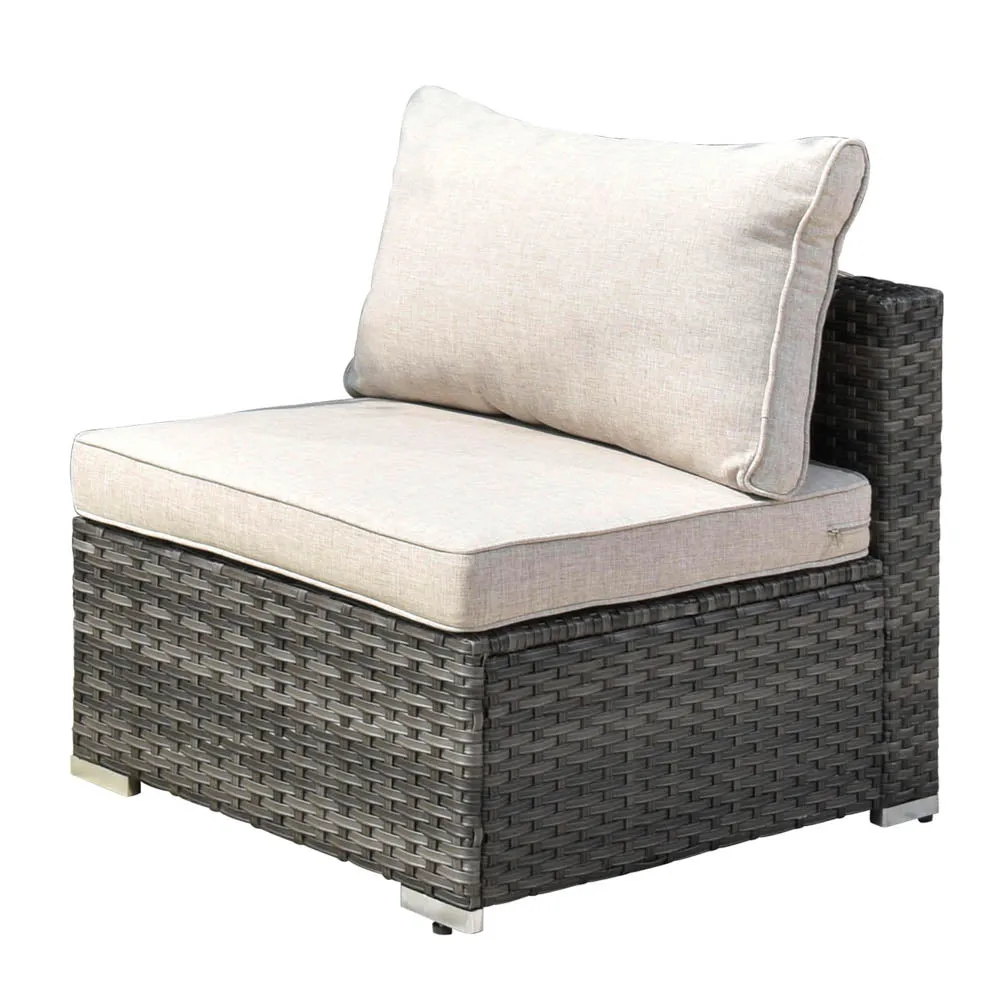 Ovios Patio Furniture Set 14-Piece with All Weather Rattan Wicker Sofa and Tempered Glass Table