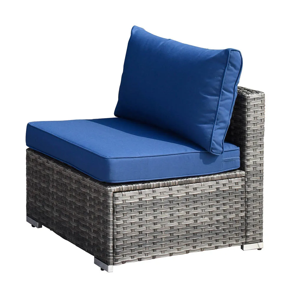 Ovios Patio Furniture Set 14-Piece with All Weather Rattan Wicker Sofa and Tempered Glass Table