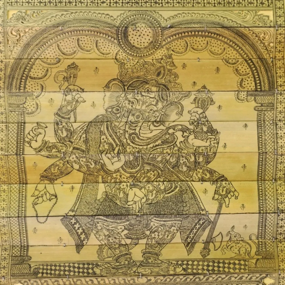 Pattachitra Gajanana Palm leaf engraving