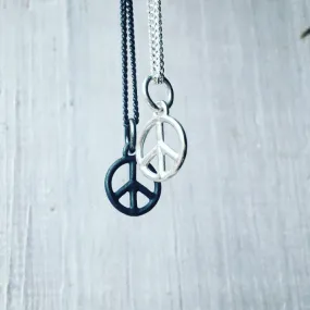 Peace Sign No.1 Tiny Charm Necklace Silver